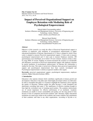 Impact Of Perceived Organizational Support On Employee .
