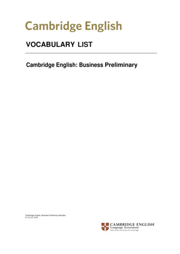 VOCABULARY LIST - Cambridge English