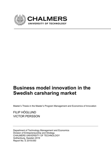 Business Model Innovation In The Swedish Carsharing Market