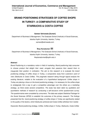 BRAND POSITIONING STRATEGIES OF COFFEE SHOPS