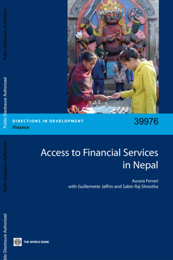 Access To Financial Services In Nepal - ISBN: 082136989X