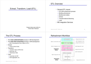 ETL Overview Extract, Transform, Load (ETL) General ETL .