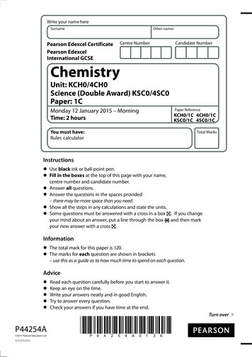Pearson Edexcel Certificate Pearson Edexcel Chemistry