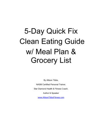 5-Day Quick Fix Clean Eating Guide W/ Meal Plan & Grocery List