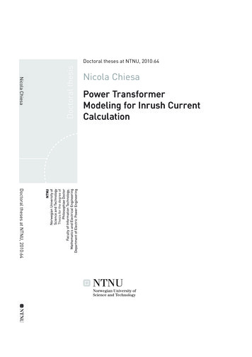 Power Transformer Modeling For Inrush Current Calculation