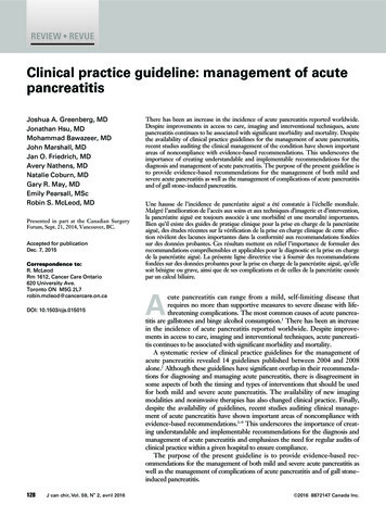 Clinical Practice Guideline: Management Of Acute Pancreatitis
