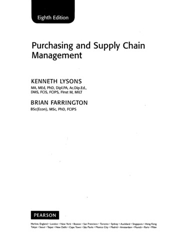 Purchasing And Supply Chain Management - GBV