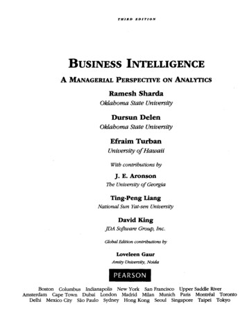 BUSINESS INTELLIGENCE A MANAGERIAL PERSPECTIVE ON .