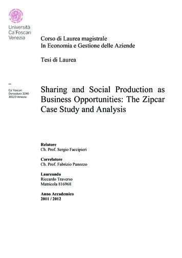 Sharing And Social Production As Business Opportunities .