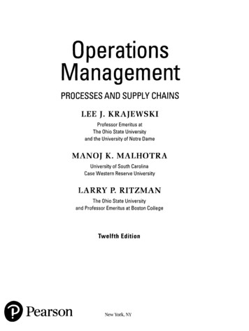 Operations Management PROCESSES AND SUPPLY CHAINS 