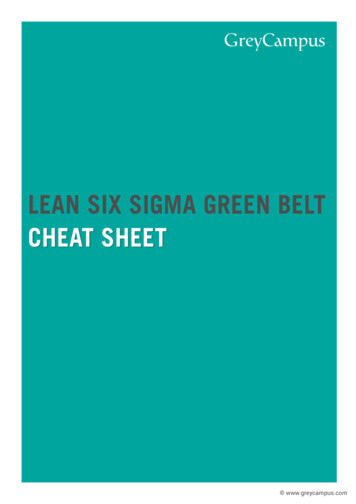 LEAN SIX SIGMA GREEN BELT CHEAT SHEET