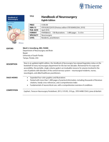 TITLE Handbook Of Neurosurgery - Thieme