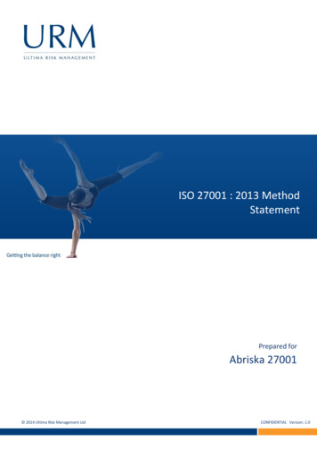 ISO 27001 : 2013 Method Statement