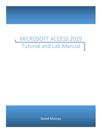 MICROSOFT ACCESS 2019 Tutorial And Lab Manual
