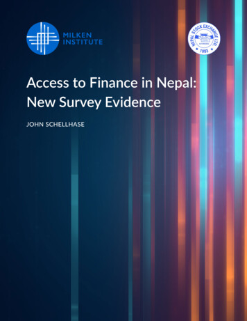 Access To Finance In Nepal: New Survey Evidence