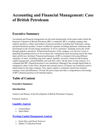 Accounting And Financial Management: Case Of British Petroleum