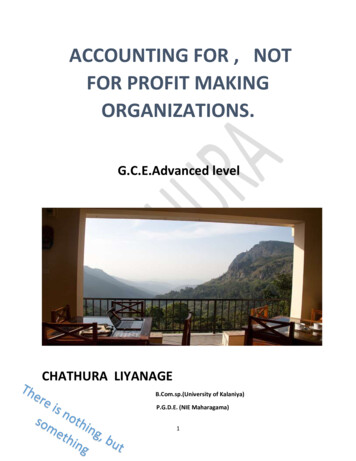 ACCOUNTING FOR , NOT FOR PROFIT MAKING ORGANIZATIONS.
