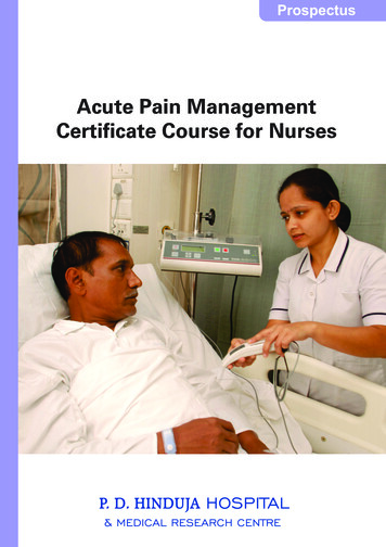 Acute Pain Management Certificate Course For Nurses
