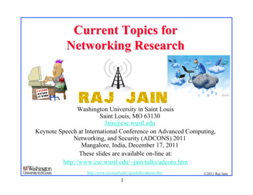 Current Topics For Networking Research