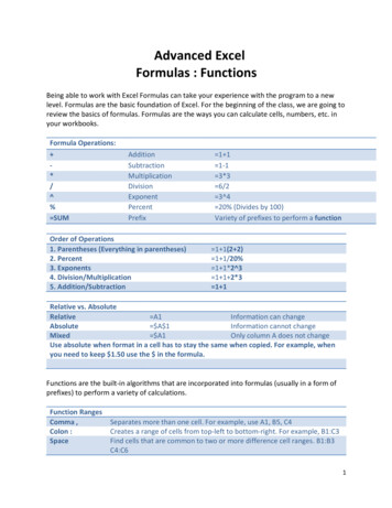 !!Advanced!Excel! Formulas!:!Functions!!
