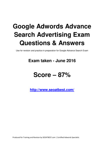 Google Adwords Advance Search Advertising Exam Questions .