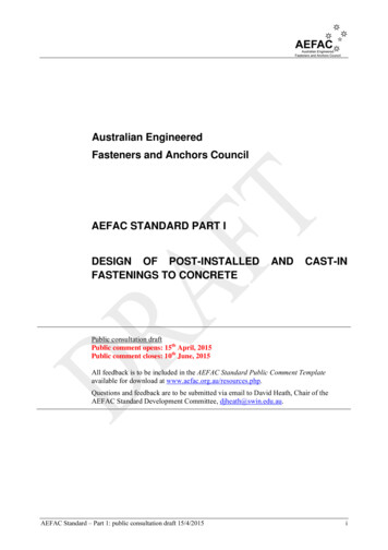 Australian Engineered Fasteners And Anchors Council AEFAC .