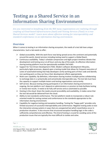Testing As A Shared Service In An Information Sharing .