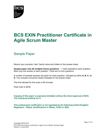 BCS EXIN Practitioner Cert In Agile Scrum Master Sample .