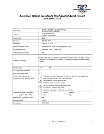 American Global Standards Confidential Audit Report ISO .