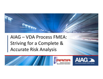 AIAG –VDA Process FMEA: Striving For A Complete & Accurate .