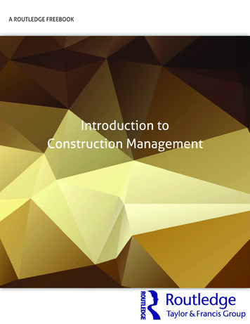 Introduction To Construction Management