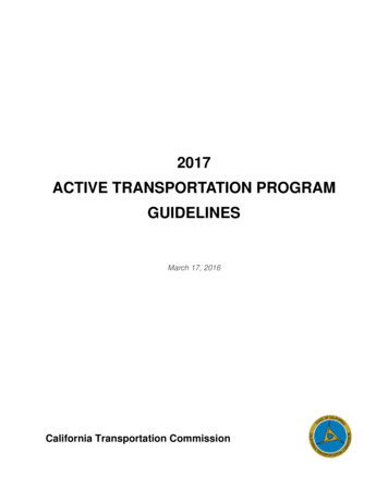 2017 ACTIVE TRANSPORTATION PROGRAM GUIDELINES