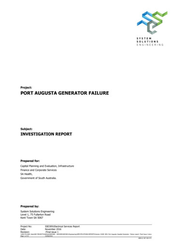 Project: PORT AUGUSTA GENERATOR FAILURE