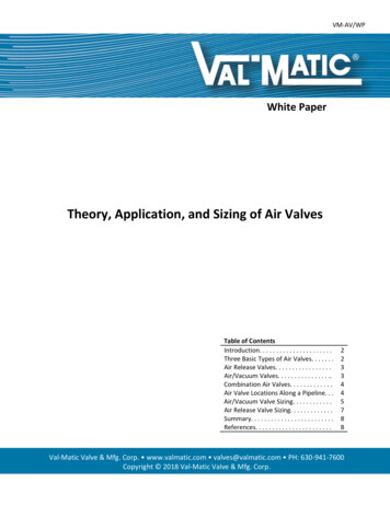 Theory, And Sizing Of Air Valves - Val Matic