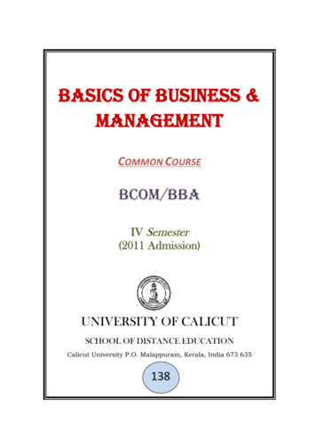 BASICS OF BUSINESS & MANAGEMENT