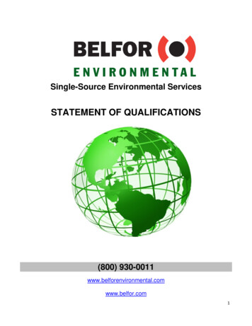 STATEMENT OF QUALIFICATIONS - BELFOR Environmental