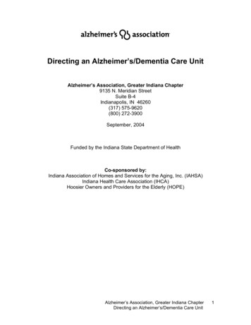 Directing An Alzheimer’s/Dementia Care Unit