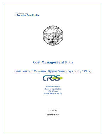 Cost Management Plan - California