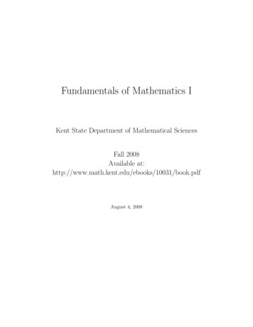 Fundamentals Of Mathematics I - Kent State University