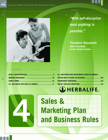 Sales & Marketing Plan And Business Rules