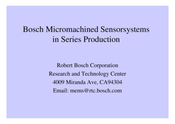 Bosch Micromachined Sensorsystems In Series Production