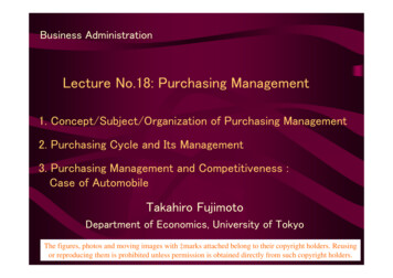Lecture No.18: Purchasing Management