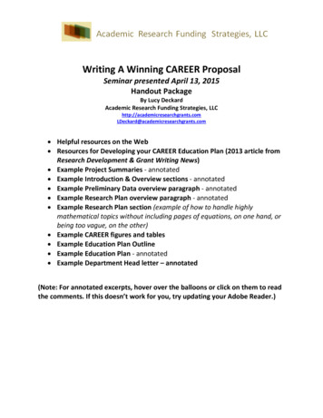 Writing A Winning CAREER Proposal - UTSA