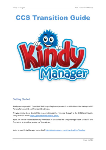 Kindy Manager CCS Transition Manual CCS Transition Guide