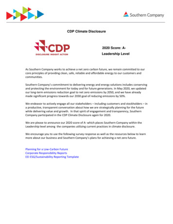 CDP Climate Disclosure 2020 Score - Southern Company