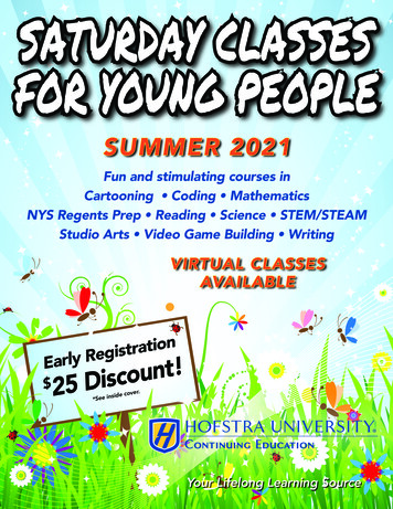 SATURDAY CLASSES FOR YOUNG PEOPLE - Hofstra