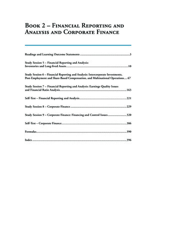 Book 2 – Financial Reporting And Analysis And Corporate .