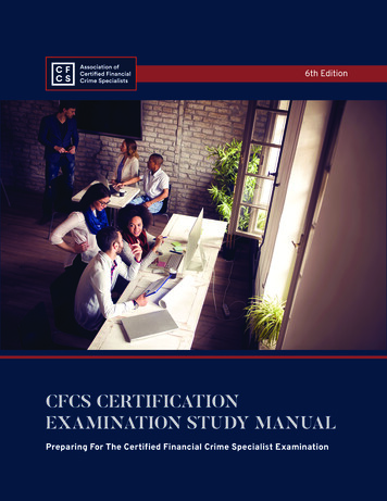 CFCS CERTIFICATION EXAMINATION STUDY MANUAL