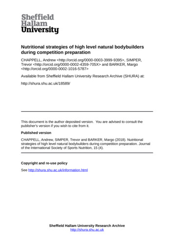 Nutritional Strategies Of High Level Natural Bodybuilders .