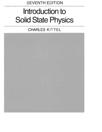 SEVENTH EDITION Introduction To Solid State Physics